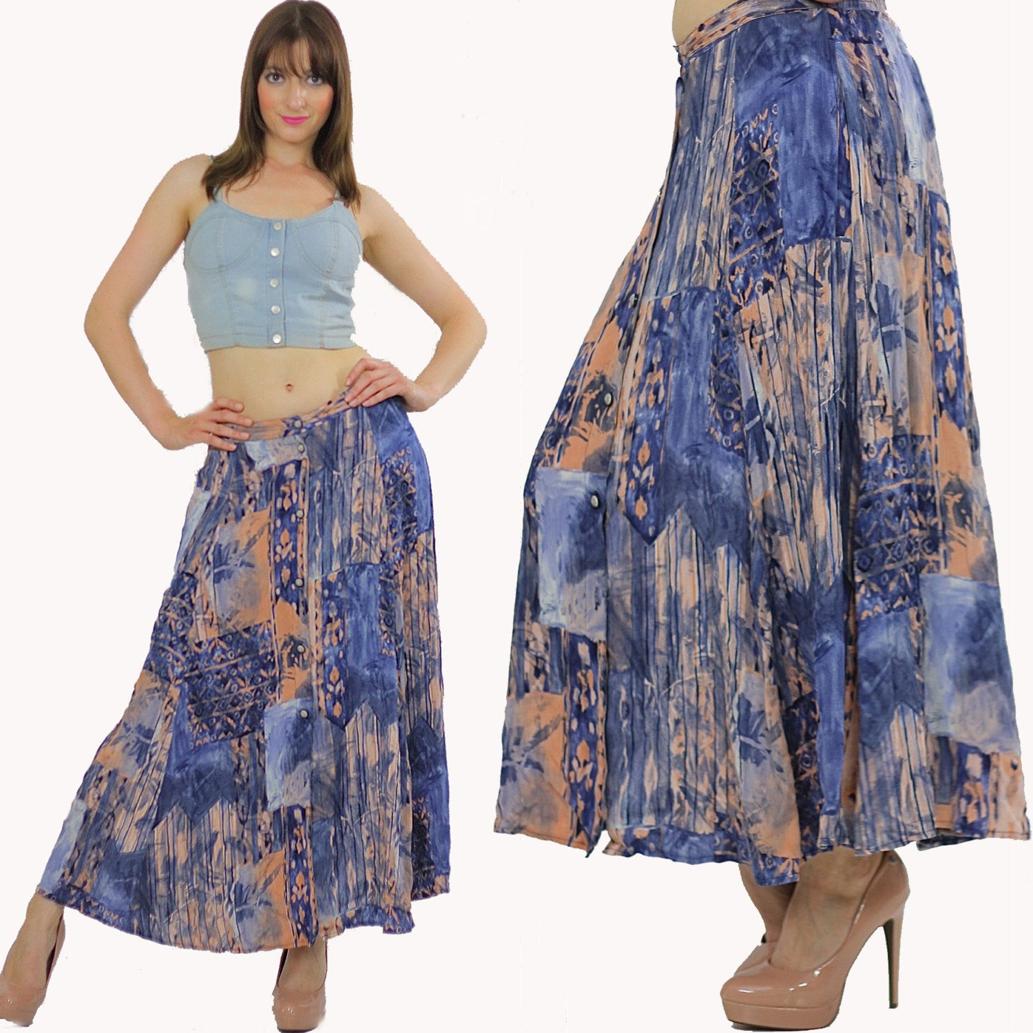 Bohemian skirts 80s hot sale