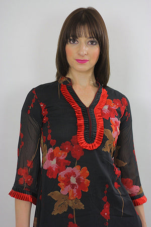 Vintage 70s Gypsy Boho Hippie  floral party mini dress - shabbybabe
 - 3