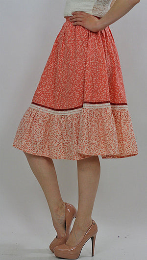 70s Boho Hippie floral Rockabilly Swing circle skirt - shabbybabe
 - 4