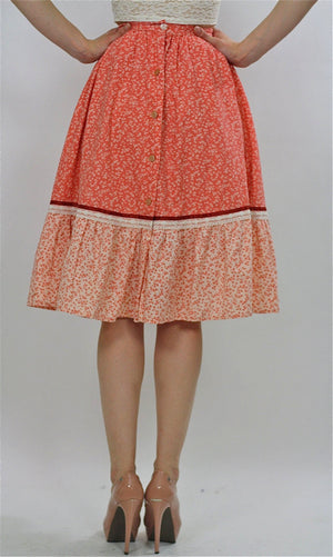 70s Boho Hippie floral Rockabilly Swing circle skirt - shabbybabe
 - 3