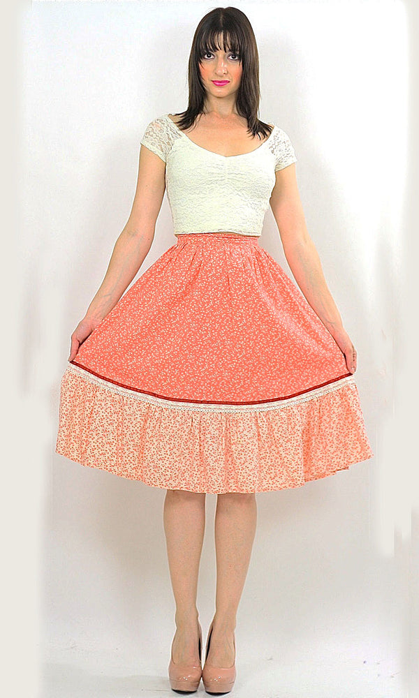 70s Boho Hippie floral Rockabilly Swing circle skirt - shabbybabe
 - 1