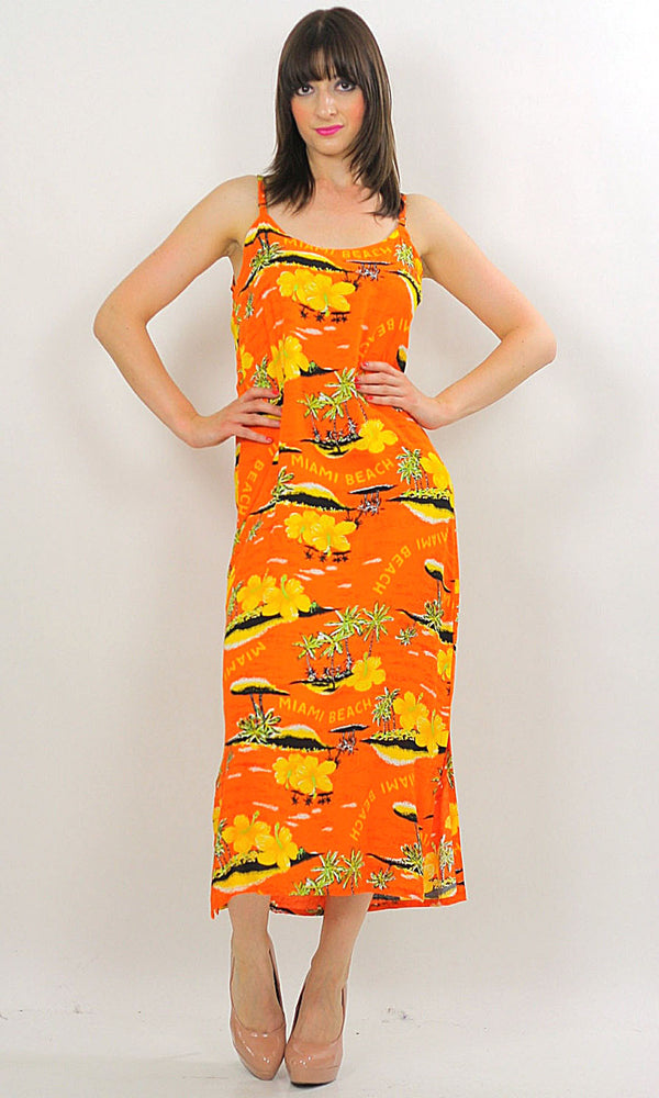 Vintage 90s Boho Hippie Miami Beach Tropical sun dress - shabbybabe
 - 1