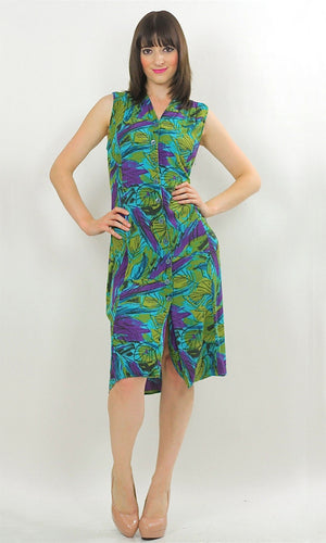 Vintage 80s Hippie Boho Tropical floral shirt dress - shabbybabe
 - 1