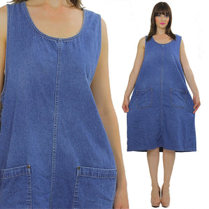 Vintage 90s Grunge Boho Hippie Blue Jean Denim dress - shabbybabe
 - 3