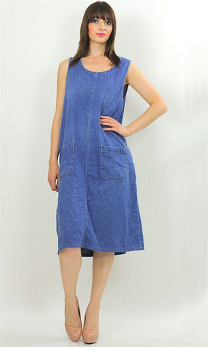 Vintage 90s Grunge Boho Hippie Blue Jean Denim dress - shabbybabe
 - 1
