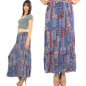 Vintage 90s grunge boho tiered patchwork maxi skirt - shabbybabe
 - 2