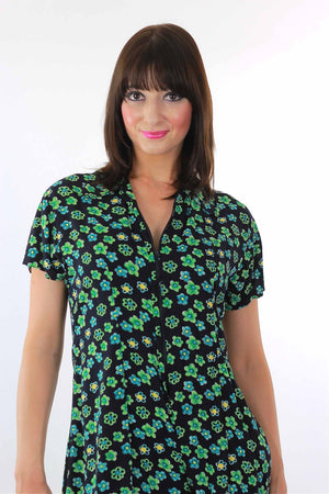 90s Grunge boho green floral print romper dress - shabbybabe
 - 4