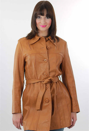 Vintage 70s bohemian leather jacket brown retro wrap belted - shabbybabe
 - 3