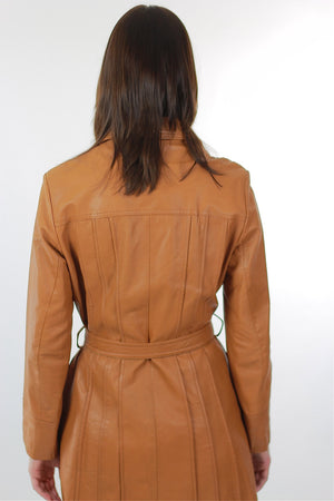Vintage 70s bohemian leather jacket brown retro wrap belted - shabbybabe
 - 4