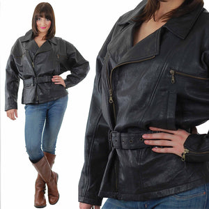 Vintage 80s moto biker jacket motorcycle leather coat - shabbybabe
 - 2