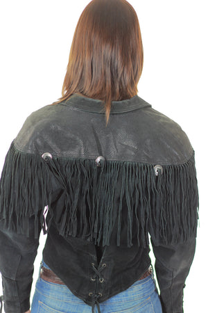 80s Boho Hippie Moto Fringe suede leather jacket - shabbybabe
 - 5