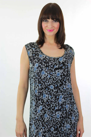 Floral maxi dress 90s Grunge dark floral tent Vintage 1990s Bohemian boho Black  goth loose fit oversized sleeveless sun dress M Medium - shabbybabe
 - 4