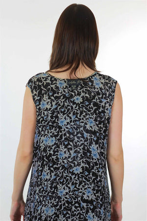 Floral maxi dress 90s Grunge dark floral tent Vintage 1990s Bohemian boho Black  goth loose fit oversized sleeveless sun dress M Medium - shabbybabe
 - 5
