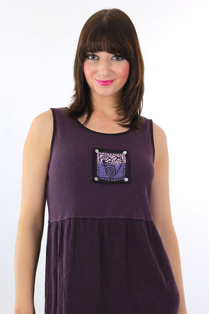 Jumper Dress Vintage 1990s grunge Purple pinafore maxi sleeveless waffle sundress Festival Medium 2143 - shabbybabe
 - 5