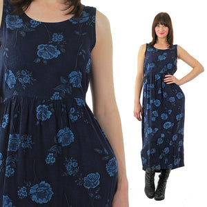 90s Grunge blue floral tie back maxi dress - shabbybabe
 - 2