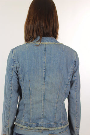 Boho Acid wash Denim jacket rocker hippie  8P Medium - shabbybabe
 - 5