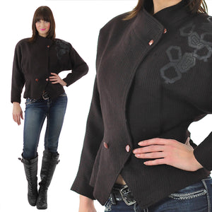 Boho rocker 90s grunge cropped jacket brown floral - shabbybabe
 - 2