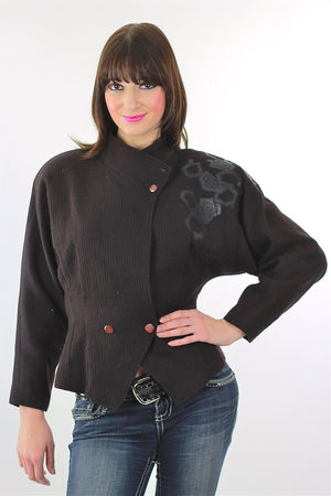 Boho rocker 90s grunge cropped jacket brown floral - shabbybabe
 - 3