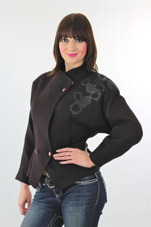 Boho rocker 90s grunge cropped jacket brown floral - shabbybabe
 - 1