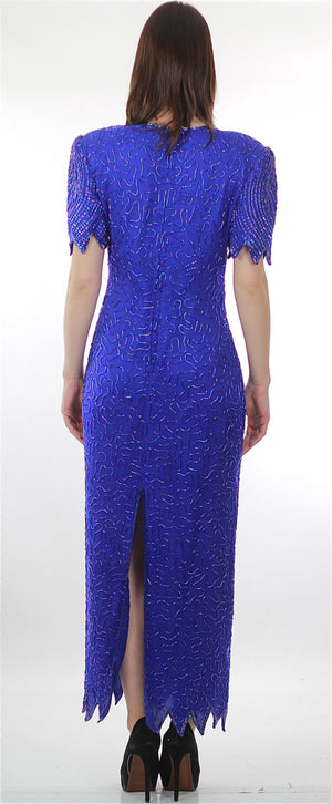 Vintage 80s Deco Gatsby blue sequin beaded dress - shabbybabe
 - 3