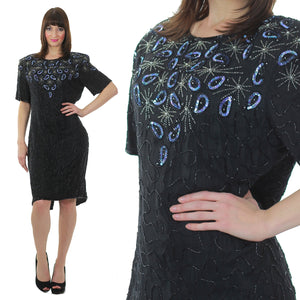 80s Art Deco Gatsby flapper Sequin beaded dress - shabbybabe
 - 1