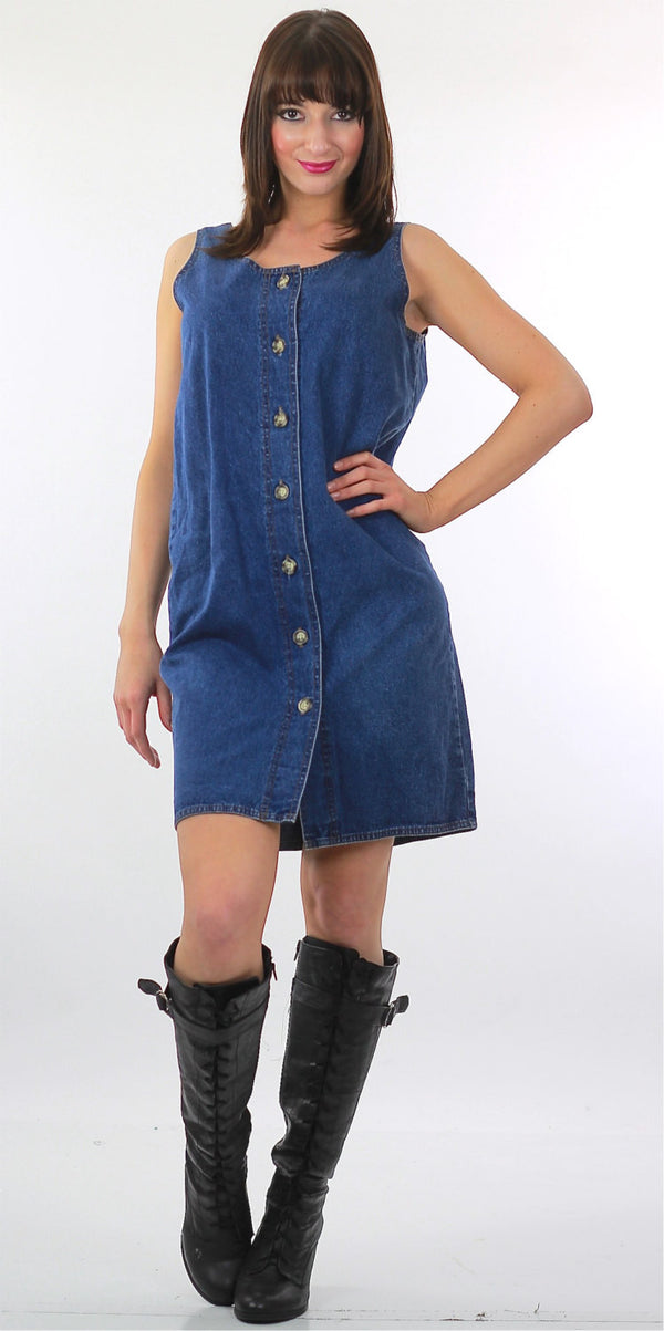 Grunge button up denim shift mini dress - shabbybabe
 - 1