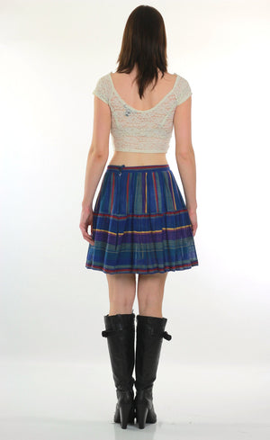 Vintage 1990s Grunge skirt Neon striped mini skirt Boho mini skirt Hippie mini skirt Sheer gauze mini skirt Festival M - shabbybabe
 - 3