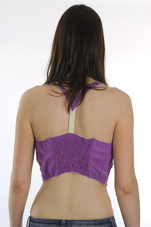 90s Grunge Bustier Corset Purple crop top Belly shirt - shabbybabe
 - 4