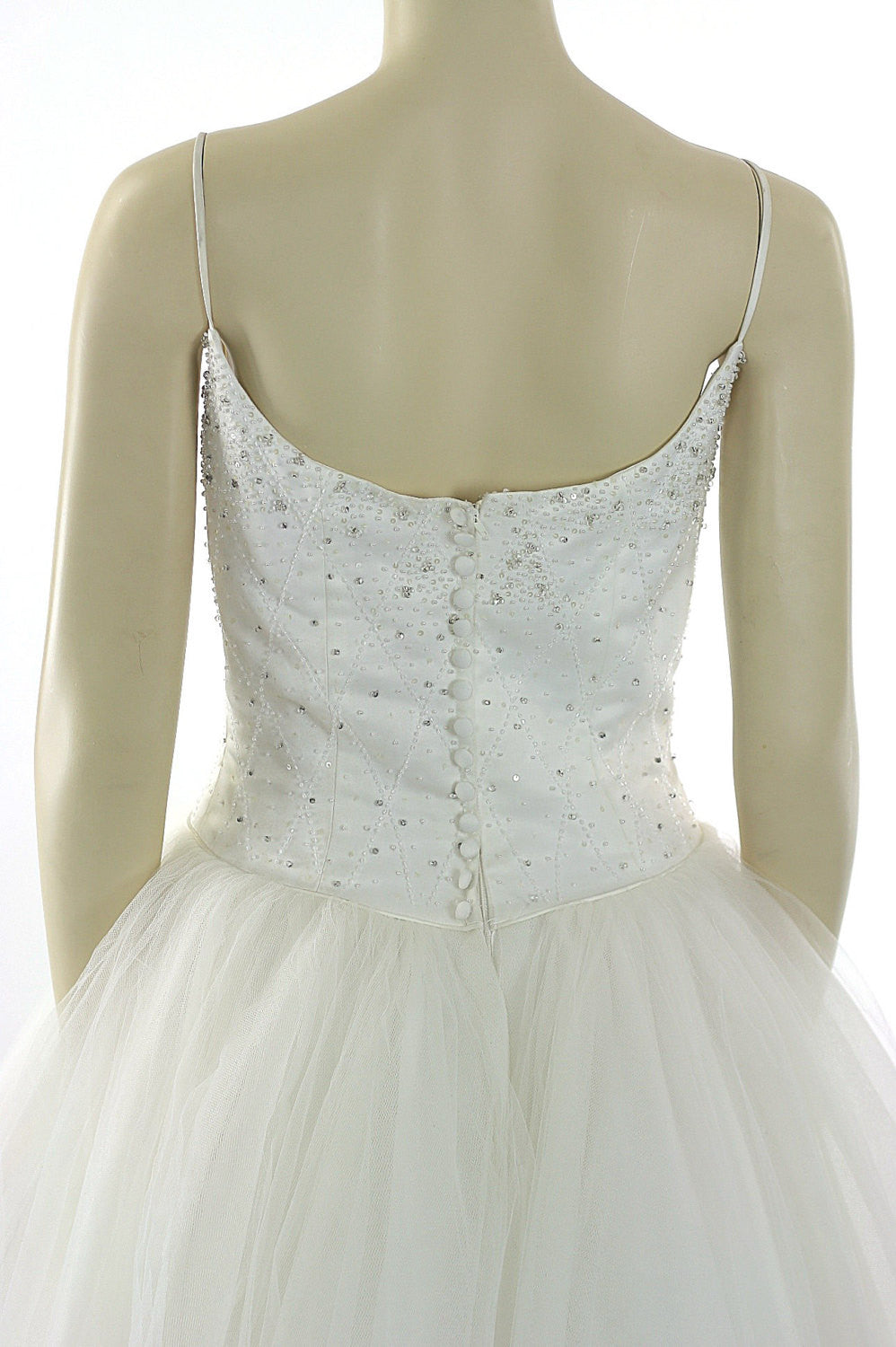 Vintage 90s sequin beaded wedding dress Tulle bridal Open back Fairy M - shabbybabe Vintage 90s sequin beaded wedding dress Tulle bridal Open back Fairy M - shabbybabe