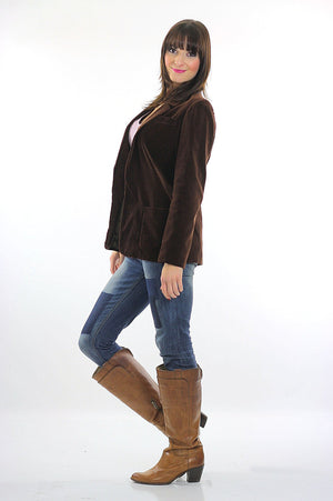 Brown velvet jacket blazer Boho hippie  Festival jacket  M Tall - shabbybabe
 - 4