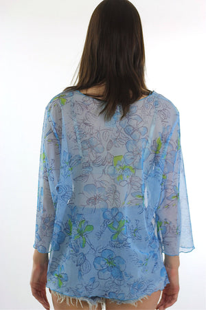 90s sheer Boho blouse grunge floral tunic top angel sleeve Plus Size - shabbybabe
 - 4