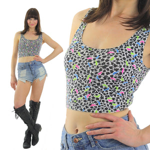 Vintage 80s Camisole  Crop Top athletic animal print small  M - shabbybabe
 - 1