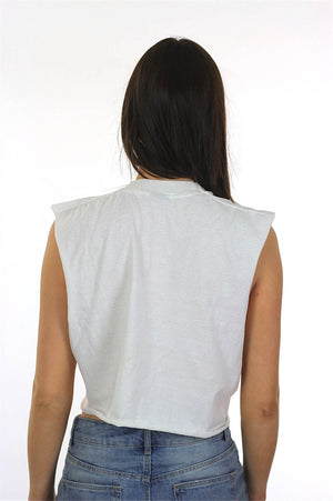 FBI shirt Italian shirt White shirt cropped shirt Crop top Cut off shirt Upcycled shirt Cotton tee shirt Large tee shirt Belly shirt - shabbybabe
 - 4