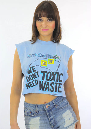 Toxic Waste Tshirt North Carolina Tshirt  Cut off tee shirt Muscle shirt  Sleeveless shirt belly shirt Cropped shirt Environmental Tshirt - shabbybabe
 - 2