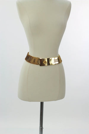 Vintage 70s 80s boho hippie metal mesh stretch belt - shabbybabe
 - 3