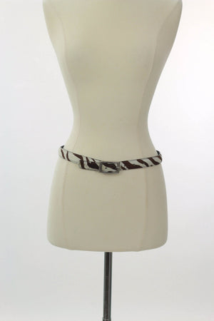 Vintage zebra belt animal belt Leather skinny belt - shabbybabe
 - 4
