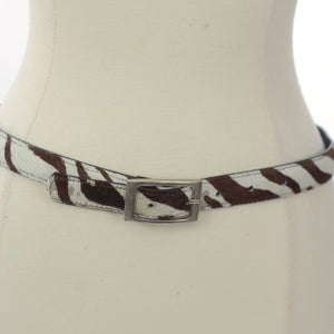 Vintage zebra belt animal belt Leather skinny belt - shabbybabe
 - 1