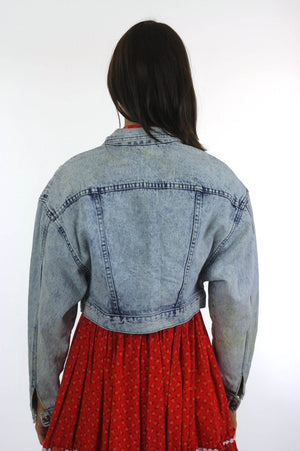 Vintage 80s boho hippie acid wash denim crop jacket - shabbybabe
 - 5