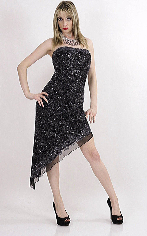 90s Gatsby deco Sequin strapless cocktail party dress - shabbybabe
 - 1