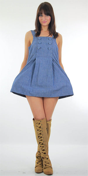 Vintage 90s Grunge blue chambray mini sun dress - shabbybabe
 - 2