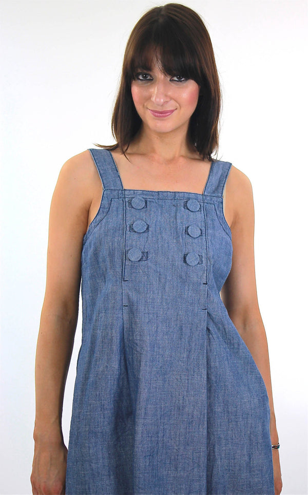 Vintage 90s Grunge blue chambray mini sun dress - shabbybabe
 - 1