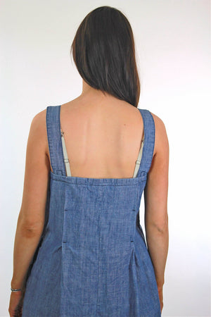 Vintage 90s Grunge blue chambray mini sun dress - shabbybabe
 - 4