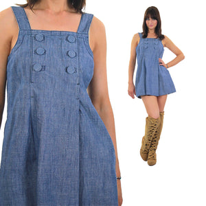 Vintage 90s Grunge blue chambray mini sun dress - shabbybabe
 - 5