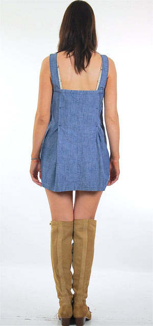 Vintage 90s Grunge blue chambray mini sun dress - shabbybabe
 - 3