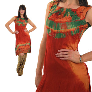 70s Boho hippie tie dye border design mini sun dress - shabbybabe
 - 5