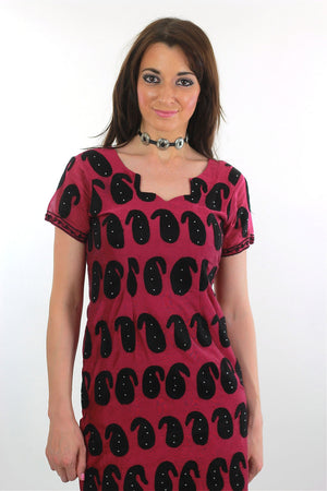 70s Paisley applique  purple boho mini dress - shabbybabe
 - 2