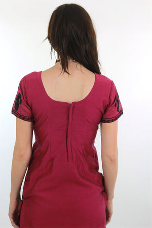 70s Paisley applique  purple boho mini dress - shabbybabe
 - 4