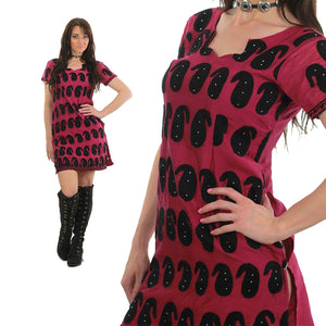 70s Paisley applique  purple boho mini dress - shabbybabe
 - 5
