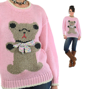 Hand knit pink Teddy Bear sweater - shabbybabe
 - 3