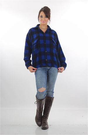 Blue buffalo plaid flannel shirt checkered lumberjack flannel - shabbybabe
 - 5